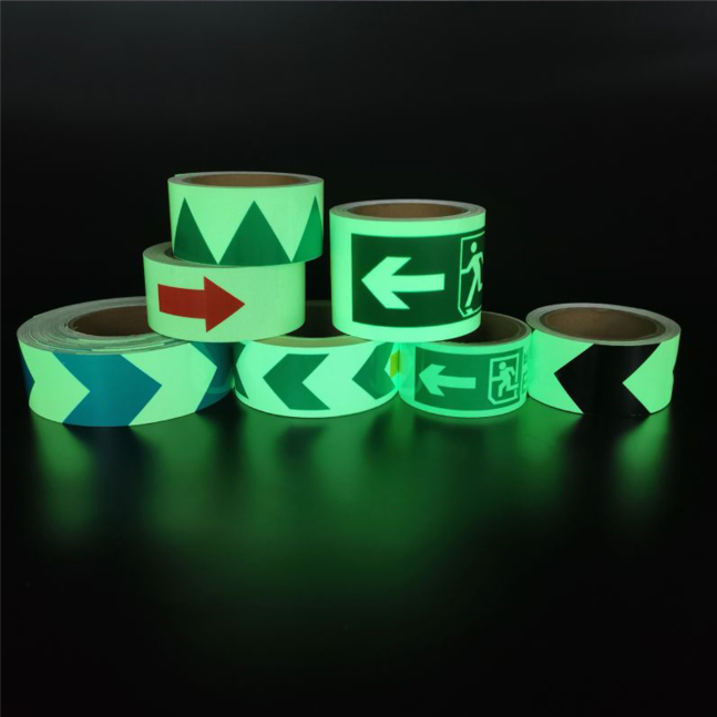 Self Adhesive PET Photoluminescent Tape  Exit Sign Arrow for Emergency Safety Guidance