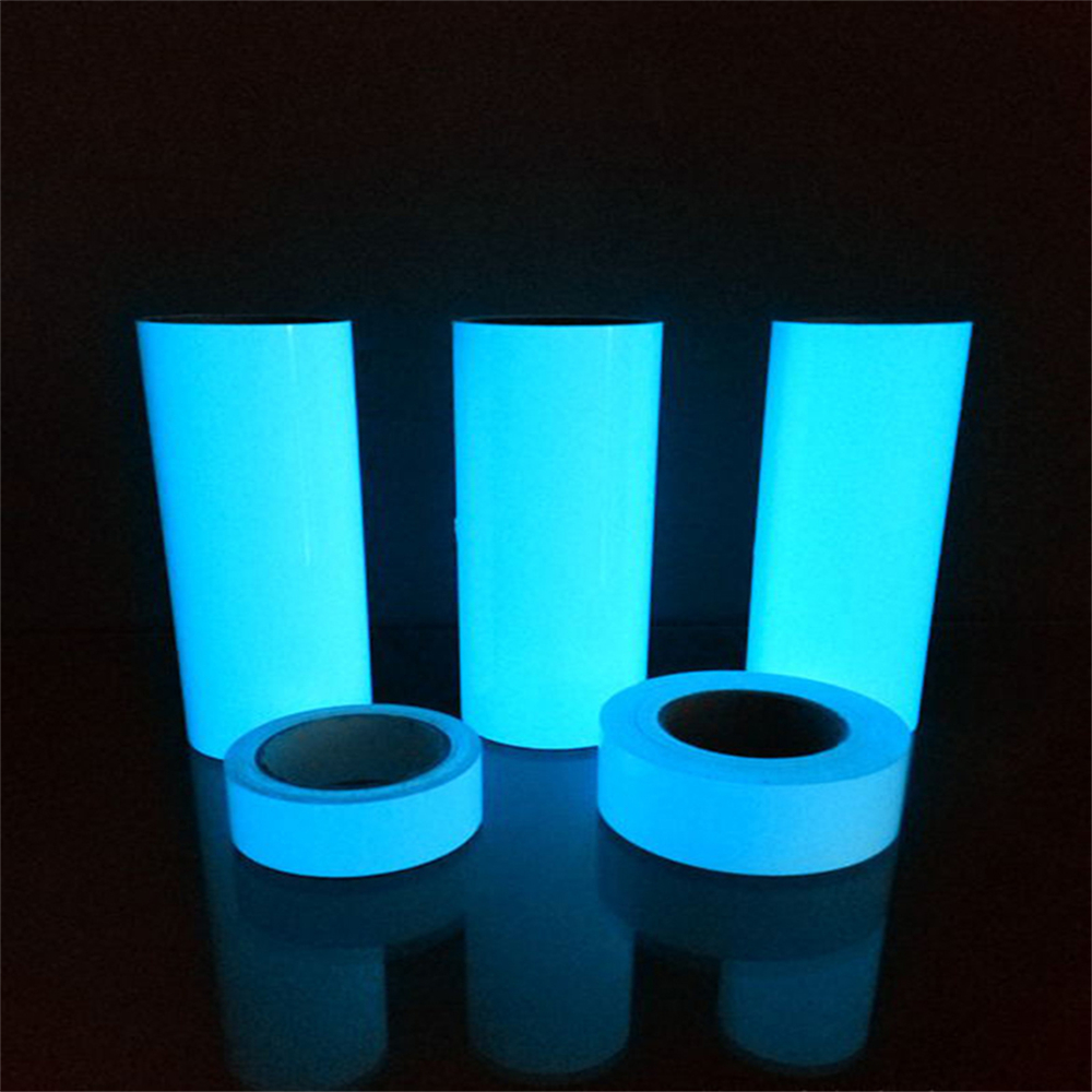 Self Adhesive PET Photoluminescent Tape Bule light Series  Power Free Blue Glow Solution for Safety Signage  Creative Decoration